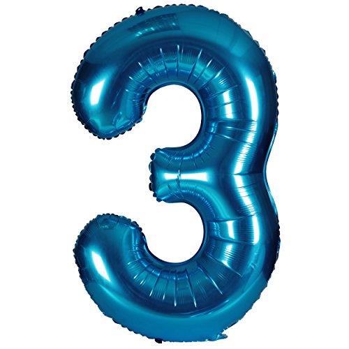 40 Zoll 0 to 9 in Blau Nummer Folienballon Helium Zahlenballon Luftballon Riesenzahl Party Hochzeit Kindergeburtstag Geburtstag Nummer 3 von CHANGZHONG