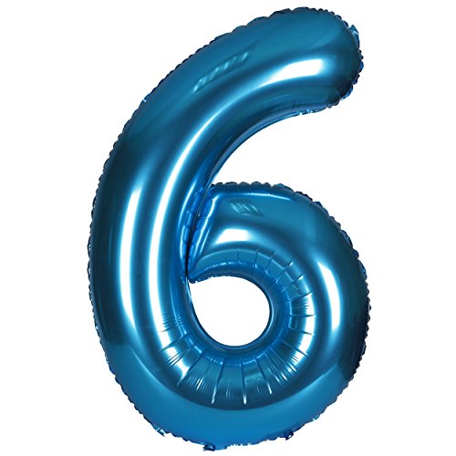 40 Zoll 0 to 9 in Blau Nummer Folienballon Helium Zahlenballon Luftballon Riesenzahl Party Hochzeit Kindergeburtstag Geburtstag Nummer 6 von CHANGZHONG