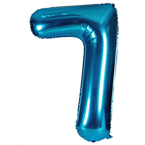 40 Zoll 0 to 9 in Blau Nummer Folienballon Helium Zahlenballon Luftballon Riesenzahl Party Hochzeit Kindergeburtstag Geburtstag Nummer 7 von CHANGZHONG