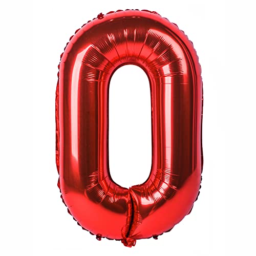 40 Zoll 0 to 9 in Rot Nummer Folienballon Helium Zahlenballon Luftballon Riesenzahl Party Hochzeit Kindergeburtstag Geburtstag (Digital 0) von CHANGZHONG