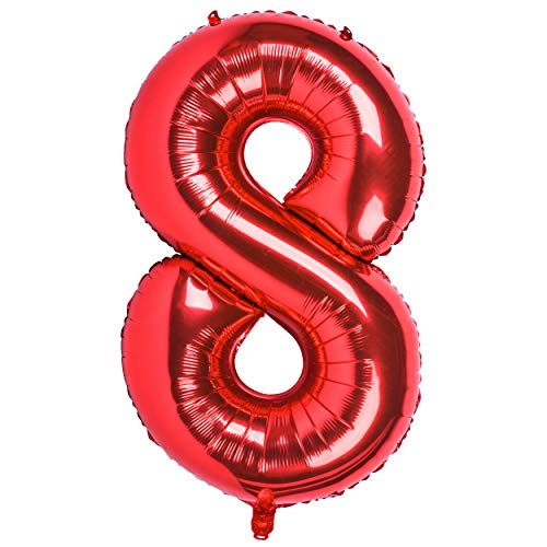 40 Zoll 0 to 9 in Rot Nummer Folienballon Helium Zahlenballon Luftballon Riesenzahl Party Hochzeit Kindergeburtstag Geburtstag (Digital 8) von CHANGZHONG