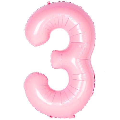 40 Zoll 0 to 9 in Tiffany Rosa Nummer Folienballon Helium Zahlenballon Luftballon Riesenzahl Party Hochzeit Kindergeburtstag Geburtstag Number 3 von CHANGZHONG