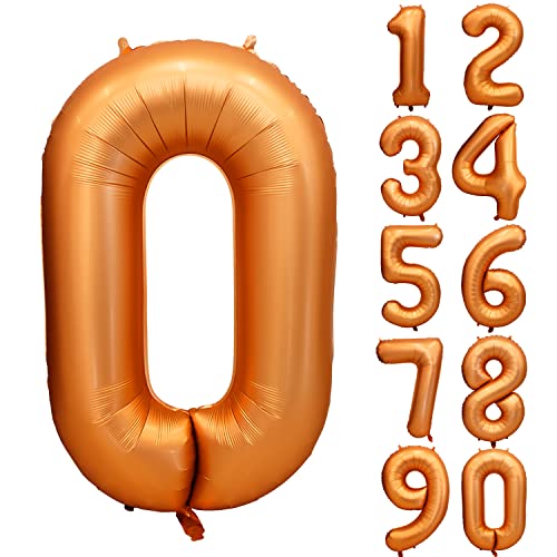 CHANGZHONG Folienballon Zahl 0 Orange 40 Zoll Mylar Helium Ballon für Geburtstagsfeier Dekorationen Mädchen Jungen Babyparty Hochzeitstag Supplies (Nummer 0) von CHANGZHONG