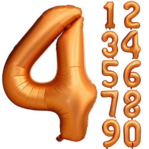 CHANGZHONG Folienballon Zahl 4 Orange 40 Zoll Mylar Helium Ballon für Geburtstagsfeier Dekorationen Mädchen Jungen Babyparty Hochzeitstag Supplies (Nummer 4) von CHANGZHONG