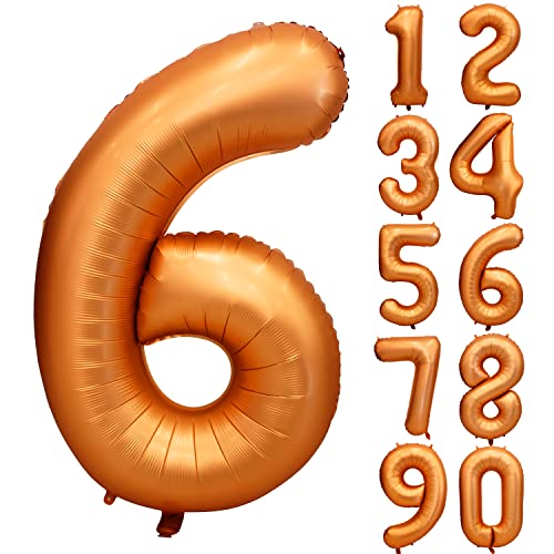 CHANGZHONG Folienballon Zahl 6 Orange 101.6 cm Mylar Helium Ballon für Geburtstagsfeier Dekorationen Mädchen Jungen Babyparty Hochzeitstag Supplies (Nummer 6) von CHANGZHONG