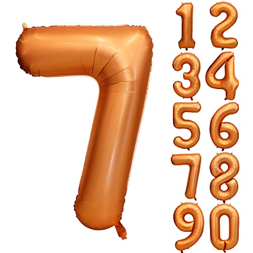 CHANGZHONG Folienballon Zahl 7 Orange 101.6 cm Mylar Helium Ballon für Geburtstagsfeier Dekorationen Mädchen Jungen Babyparty Hochzeitstag Supplies (Nummer 7) von CHANGZHONG