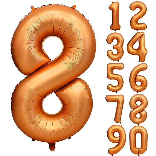CHANGZHONG Folienballon Zahl 8 Orange 40 Zoll Mylar Helium Ballon für Geburtstagsfeier Dekorationen Mädchen Jungen Babyparty Hochzeitstag Supplies (Nummer 8) von CHANGZHONG
