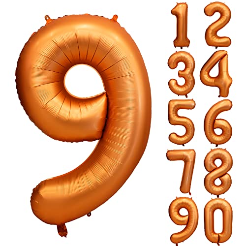 CHANGZHONG Folienballon Zahl 9 Orange 40 Zoll Mylar Helium Ballon für Geburtstagsfeier Dekorationen Mädchen Jungen Babyparty Hochzeitstag Supplies (Nummer 9) von CHANGZHONG
