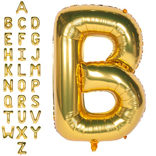 Große Mylar Folie Helium Brief Luftballons 40 Zoll Gold Luftballons Alphabet Buchstaben für Geburtstag Brautdusche Jubiläumsdekorationen(Letter B) von CHANGZHONG
