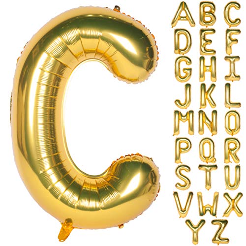 Große Mylar Folie Helium Brief Luftballons 40 Zoll Gold Luftballons Alphabet Buchstaben für Geburtstag Brautdusche Jubiläumsdekorationen(Letter C) von CHANGZHONG