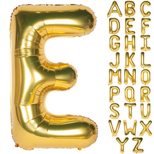 Große Mylar Folie Helium Brief Luftballons 40 Zoll Gold Luftballons Alphabet Buchstaben für Geburtstag Brautdusche Jubiläumsdekorationen(Letter E) von CHANGZHONG