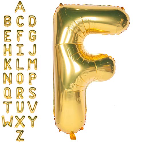 Große Mylar Folie Helium Brief Luftballons 40 Zoll Gold Luftballons Alphabet Buchstaben für Geburtstag Brautdusche Jubiläumsdekorationen(Letter F) von CHANGZHONG