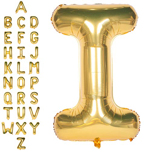 Große Mylar Folie Helium Brief Luftballons 40 Zoll Gold Luftballons Alphabet Buchstaben für Geburtstag Brautdusche Jubiläumsdekorationen(Letter I) von CHANGZHONG