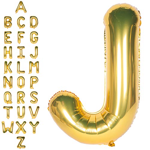 Große Mylar Folie Helium Brief Luftballons 40 Zoll Gold Luftballons Alphabet Buchstaben für Geburtstag Brautdusche Jubiläumsdekorationen(Letter J) von CHANGZHONG