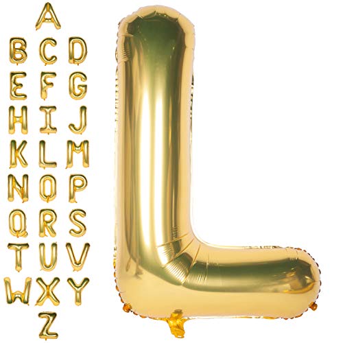 Große Mylar Folie Helium Brief Luftballons 40 Zoll Gold Luftballons Alphabet Buchstaben für Geburtstag Brautdusche Jubiläumsdekorationen(Letter L) von CHANGZHONG