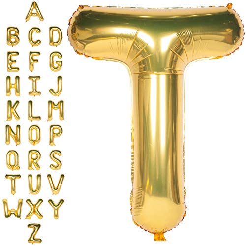 Große Mylar Folie Helium Brief Luftballons 40 Zoll Gold Luftballons Alphabet Buchstaben für Geburtstag Brautdusche Jubiläumsdekorationen(Letter T) von CHANGZHONG