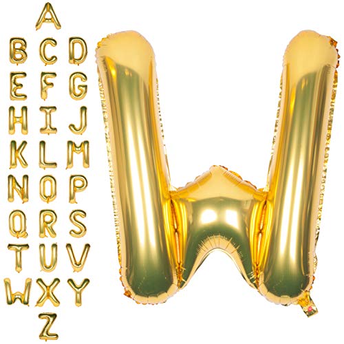 Große Mylar Folie Helium Brief Luftballons 40 Zoll Gold Luftballons Alphabet Buchstaben für Geburtstag Brautdusche Jubiläumsdekorationen(Letter W) von CHANGZHONG