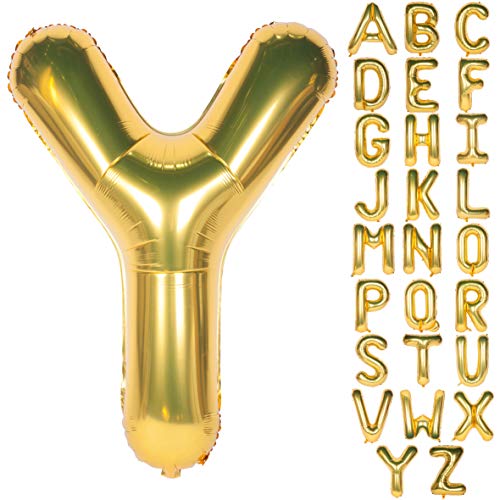 Große Mylar Folie Helium Brief Luftballons 40 Zoll Gold Luftballons Alphabet Buchstaben für Geburtstag Brautdusche Jubiläumsdekorationen(Letter Y) von CHANGZHONG