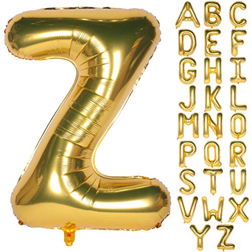 Große Mylar Folie Helium Brief Luftballons 40 Zoll Gold Luftballons Alphabet Buchstaben für Geburtstag Brautdusche Jubiläumsdekorationen(Letter Z) von CHANGZHONG