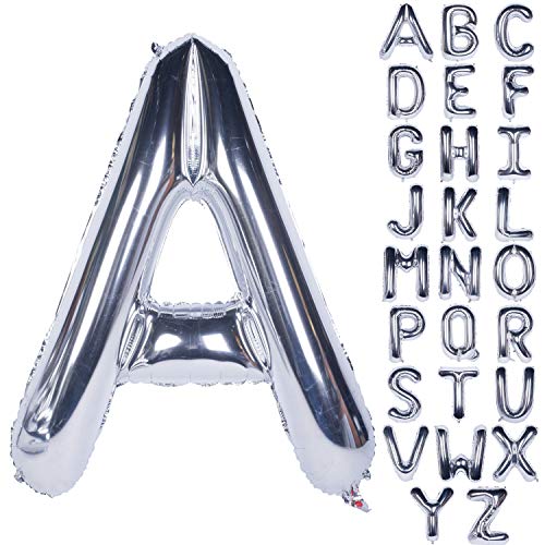Große Mylar Folie Helium Brief Luftballons 40 Zoll Silber Luftballons Alphabet Buchstaben für Geburtstag Brautdusche Jubiläumsdekorationen(Letter A) von CHANGZHONG
