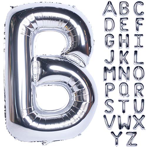 Große Mylar Folie Helium Brief Luftballons 40 Zoll Silber Luftballons Alphabet Buchstaben für Geburtstag Brautdusche Jubiläumsdekorationen(Letter B) von CHANGZHONG