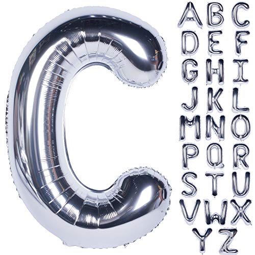 Große Mylar Folie Helium Brief Luftballons 40 Zoll Silber Luftballons Alphabet Buchstaben für Geburtstag Brautdusche Jubiläumsdekorationen(Letter C) von CHANGZHONG