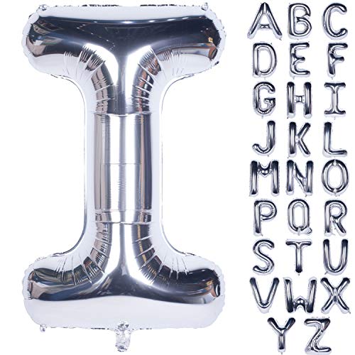 CHANGZHONG Große Mylar Folie Helium Brief Luftballons 40 Zoll Silber Luftballons Alphabet Buchstaben für Geburtstag Brautdusche Jubiläumsdekorationen(Letter I) von CHANGZHONG