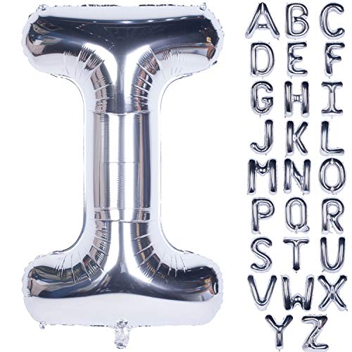 Große Mylar Folie Helium Brief Luftballons 40 Zoll Silber Luftballons Alphabet Buchstaben für Geburtstag Brautdusche Jubiläumsdekorationen(Letter I) von CHANGZHONG