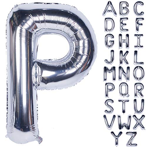 CHANGZHONG Große Mylar Folie Helium Brief Luftballons 40 Zoll Silber Luftballons Alphabet Buchstaben für Geburtstag Brautdusche Jubiläumsdekorationen(Letter P) von CHANGZHONG