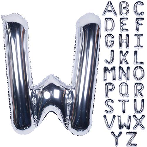 Große Mylar Folie Helium Brief Luftballons 40 Zoll Silber Luftballons Alphabet Buchstaben für Geburtstag Brautdusche Jubiläumsdekorationen(Letter W) von CHANGZHONG