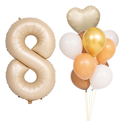 CHANGZHONG Luftballons 8 Geburtstag Karamell Hellbraun Folienballon Zahlenballon 8 mit 8 Latexballons und ein Herzballon Riesenzahl Party Hochzeit Kindergeburtstag Geburtstag CHANGZHONG Luftballons 8 Geburtstag Karamell Hellbraun Folienballon Zahlenballon 8 mit 8 Latexballons und ein Herzballon Riesenzahl Party Hochzeit Kindergeburtstag Geburtstag von CHANGZHONG