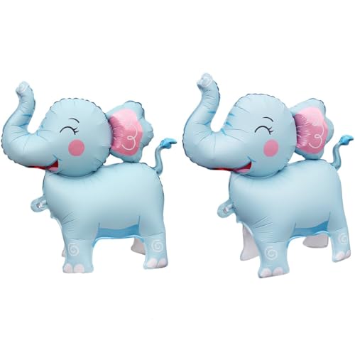 Elefanten-Luftballons, 3D-Elefanten-Folie, Geburtstagsballon, Tiermotiv-Ballons, Kindergeburtstagsparty-Dekoration, Babyparty, Zubehör, 2 Stück (blau) von CHANGZHONG