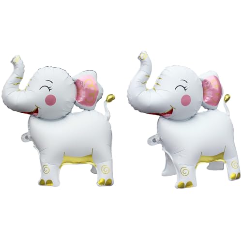 Elefanten-Luftballons, 3D-Elefanten-Folie, Geburtstagsballon, Tiermotiv-Ballons, Kindergeburtstagsparty-Dekoration, Babyparty, Zubehör, 2 Stück (weiß) von CHANGZHONG