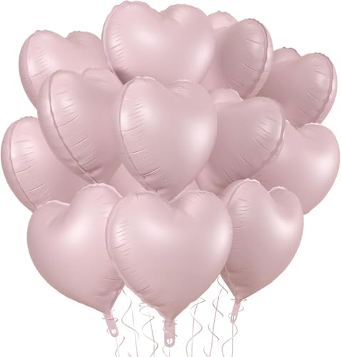 Folienballon in Herzform, Rosa, 45,7 cm, 20 Stück, Blush Petal Rose Herzförmige Folienballons für Valentinstag, Hochzeit, Jahrestag, Geburtstag, Brautparty, Babyparty, Party-Dekorationen von CHANGZHONG