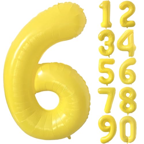 Gelbe Luftballon 40 Zoll Zahlenballon Groß Gelb Luftballon 6 Gelb Geburtstag Ballon Gelbe Folienballon Zahl 6 Helium Ballon 6 Mädchen Jungen Geburtstagsdeko Jubiläum Party Deko von CHANGZHONG