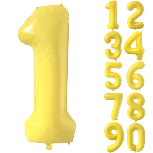 Großer gelber Ballon Zahl 1 40 Zoll Gelb Zahl Folienballons 1 Luftballons für Geburtstagsfeier Dekorationen Mädchen Jungen Babyparty Hochzeitstag Supplies (Digital 1) von CHANGZHONG
