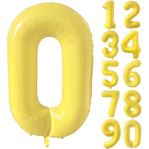 Großer gelber Zahlenballon 0 101.6 cm Gelb Zahl Folienballons 0 Ballons für Geburtstagsfeier Dekorationen Mädchen Jungen Babyparty Hochzeitstag Supplies (Digital 0) von CHANGZHONG