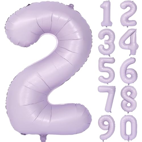 Lila Luftballon 40 Zoll Flieder Zahlenballon Groß Helles Lila Luftballon 2 Hell Lila Geburtstag Ballon lila Folienballon Zahl 2 Helium Ballon 2 Mädchen Jungen Geburtstagsdeko Jubiläum Party Deko von CHANGZHONG
