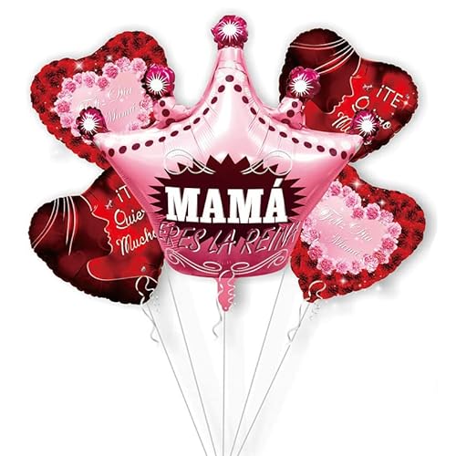 Muttertag Folienballon Krone Ballon Herz Luftballons mit Band Feliz Dia Mama Mylar Folie Helium Luftballon Te Amo Mama Ballons für Mama zum Muttertags Party Dekoration von CHANGZHONG