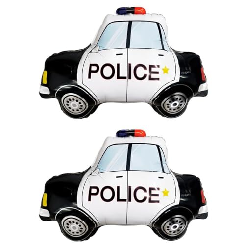 Polizeiauto Luftballons Schwarz Auto Folienballons Kinder Geschenke Jungen Geburtstag Ballon Polizei Ruhestand Party Supplies Geburtstagsfeier Polizei Motto Party Dekorationen 2 Stück von CHANGZHONG
