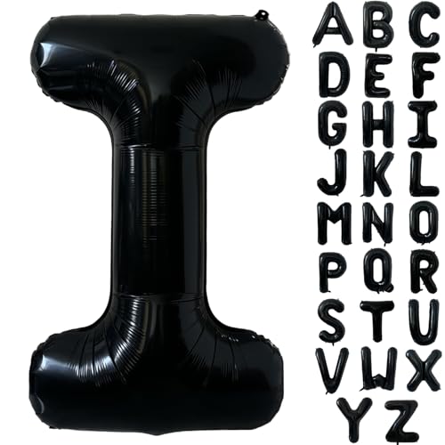 Schwarz Alphabet Ballon Große Mylar Folie Helium Brief Luftballons 40 Zoll Schwarz Luftballons Alphabet Buchstaben für Geburtstag Brautdusche Jubiläumsdekorationen(Letter I) von CHANGZHONG