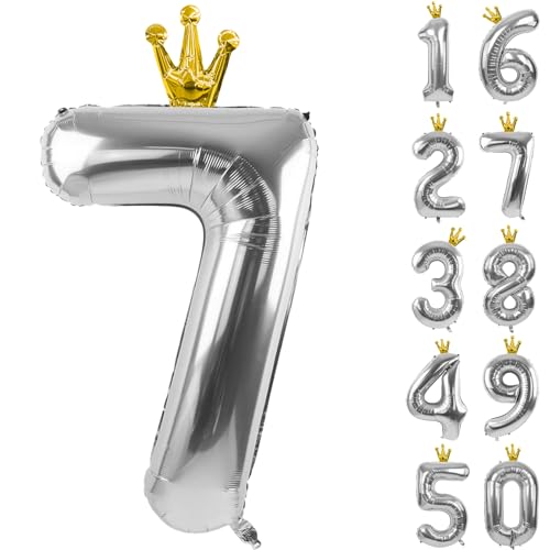 Silberne Zahl 7 Luftballons mit Krone, 101,6 cm Silber 7 Ballon 7. Geburtstag Party Dekoration Metallic Silber Krone Ballons 0-9 für Geburtstagsfeier Jubiläum Dekorationen Supplies Silberne Zahl 7 Luftballons mit Krone, 101,6 cm Silber 7 Ballon 7. Geburtstag Party Dekoration Metallic Silber Krone Ballons 0-9 für Geburtstagsfeier Jubiläum Dekorationen Supplies von CHANGZHONG