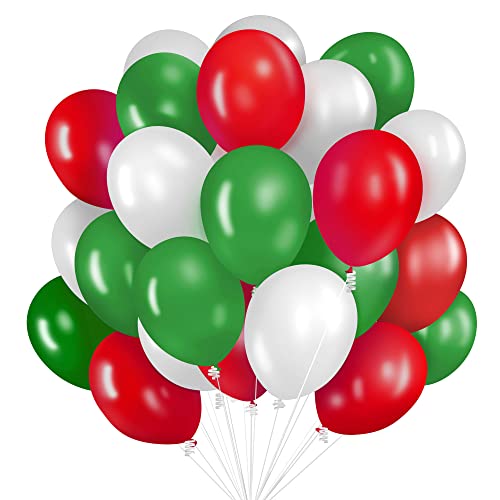 Weihnachten Luftballons Weihnachten Deko 60 Stück Rot Grün und Weiß ballons Weihnachten dekorieren Latexballon 10 Zoll für Christmas Deko Weihnachtsdekoration Supplies Neujahrsdekoration von CHANGZHONG