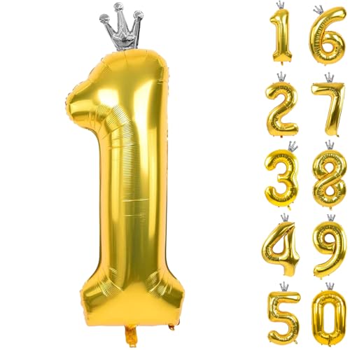 Zahlen 1 Luftballon 40 Zoll Gold Zahl Ballons mit Krone Zahlenballons mit Krone Gold Krone Ballon Zahlen 0-9 für Geburtstag Party Dekorationen Mädchen Geburtstag Dekor Zahlen 1 Luftballon 40 Zoll Gold Zahl Ballons mit Krone Zahlenballons mit Krone Gold Krone Ballon Zahlen 0-9 für Geburtstag Party Dekorationen Mädchen Geburtstag Dekor von CHANGZHONG