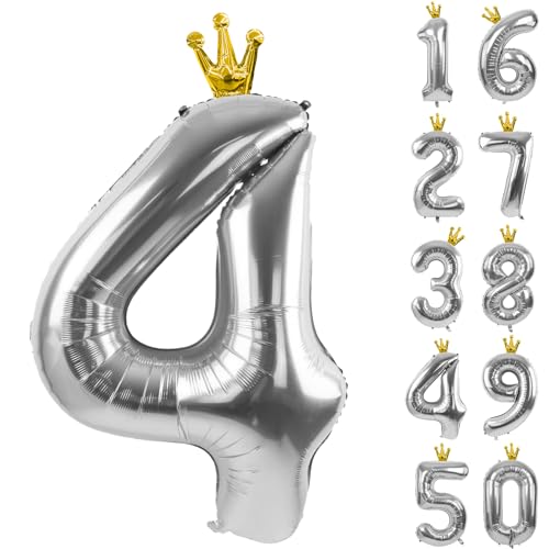 Zahlen 4 Luftballon 40 Zoll Silber Zahl Ballons mit Krone Zahlenballons mit Krone Rosa Silber Ballon Zahlen 0-9 für Geburtstag Party Dekorationen Mädchen Geburtstag Dekor Zahlen 4 Luftballon 40 Zoll Silber Zahl Ballons mit Krone Zahlenballons mit Krone Rosa Silber Ballon Zahlen 0-9 für Geburtstag Party Dekorationen Mädchen Geburtstag Dekor von CHANGZHONG
