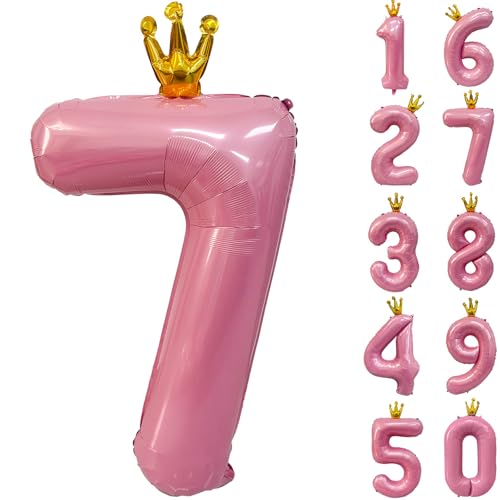 Zahlen 7 Luftballon 40 Zoll Rosa Zahl Ballons mit Krone Zahlenballons mit Krone Rosa Krone Ballon Zahlen 0-9 für Geburtstag Party Dekorationen Mädchen Geburtstag Dekor Zahlen 7 Luftballon 40 Zoll Rosa Zahl Ballons mit Krone Zahlenballons mit Krone Rosa Krone Ballon Zahlen 0-9 für Geburtstag Party Dekorationen Mädchen Geburtstag Dekor von CHANGZHONG