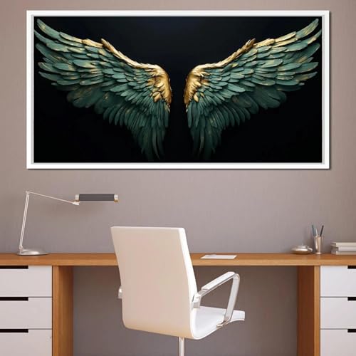 Abstrakter blauer Flügel-Luxus-Kunst-Posterdruck, romantisches rosa Leinwandgemälde, moderne Wohnkultur, 70 x 140 cm, Innenrahmen Abstrakter blauer Flügel-Luxus-Kunst-Posterdruck, romantisches rosa Leinwandgemälde, moderne Wohnkultur, 70 x 140 cm, Innenrahmen von CHAOJIART