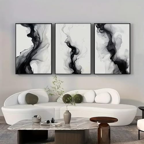 CHAOJIART 3er-Set, moderne, schlichte, abstrakte Schwarz-Weiß-Wandkunstdrucke, Leinwandgemälde, minimalistisches Wohnzimmer, moderne Wohnkultur, Wandbild, 21 x 30 x 3 cm, rahmenlos CHAOJIART 3er-Set, moderne, schlichte, abstrakte Schwarz-Weiß-Wandkunstdrucke, Leinwandgemälde, minimalistisches Wohnzimmer, moderne Wohnkultur, Wandbild, 21 x 30 x 3 cm, rahmenlos von CHAOJIART