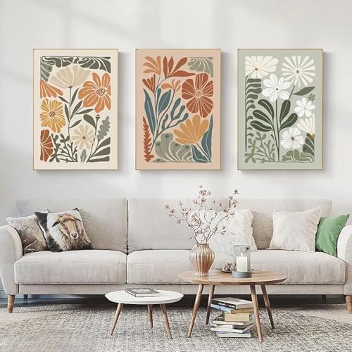 CHAOJIART Mode Bunte Blumenmuster Leinwand Malerei Drucke Abstrakte Blumen Wand Wohnkultur 40x60cmx3 InternalFrame von CHAOJIART
