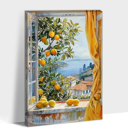 CHAOJIART Zitronen-Wandkunst, Vintage-Leinwanddrucke mit gelber Zitrone für die Küche, Retro-Obstgemälde für die Speisekammer im Bauernhaus, Esszimmer, Wanddekoration, 30 x 50 cm, Innenrahmen CHAOJIART Zitronen-Wandkunst, Vintage-Leinwanddrucke mit gelber Zitrone für die Küche, Retro-Obstgemälde für die Speisekammer im Bauernhaus, Esszimmer, Wanddekoration, 30 x 50 cm, Innenrahmen von CHAOJIART